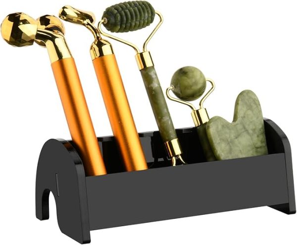 Beautyflier Jade Roller and Gua Sha Massager Holder, Acrylic Organiser Stand for Face Rollers, Countertop Storage Holder for Face Massager, Gifts for Girlfriend and Wife